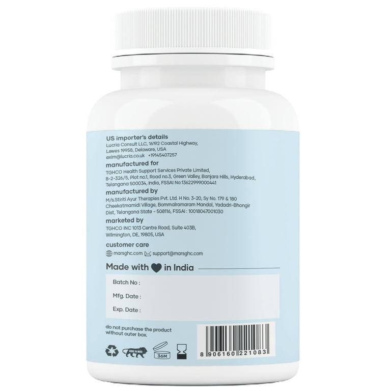 M&RS Pure Lion's Mane Capsules, Enriched with Moringa, Tongkat Ali