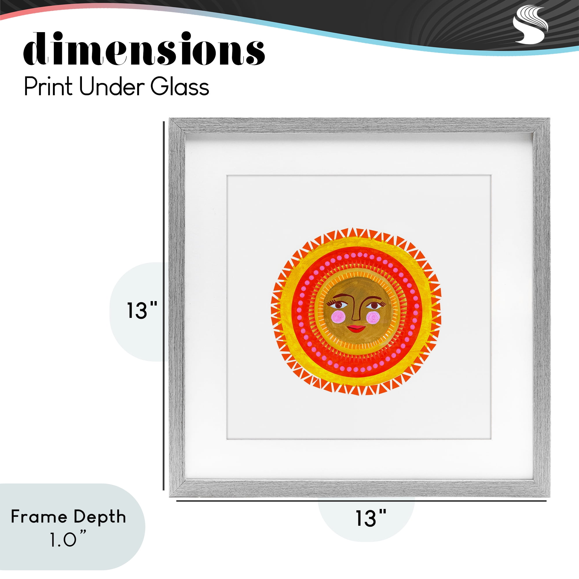 Stupell Industries Bold Bohemian Sun Gray Framed Print Under Glass, design by Katherine Herrell Studio