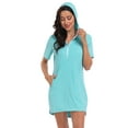 thumbnail image 2 of HDE Women's Short Sleeve UPF 50 Beach Coverup Dress with Hood Blue S, 2 of 6