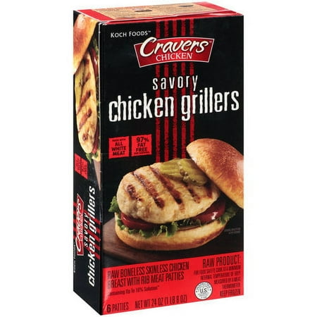 Koch Foods Cravers Blackened Chicken Grillers Patties, 6 ct, 24 oz