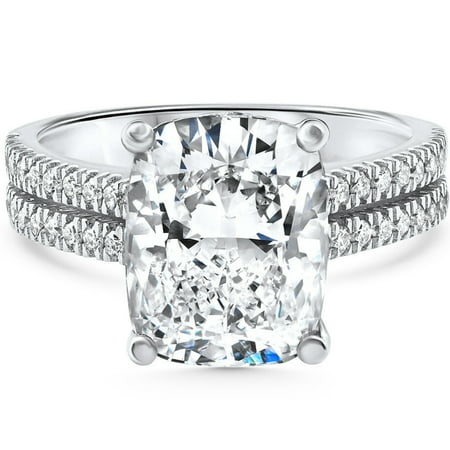Pompeii Certified 5.84Ct Cushion Cut Diamond Engagement 14k White Gold Lab Grown (F,VS2)