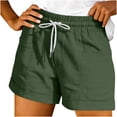 thumbnail image 2 of ClodeEU Women's Cotton Linen Drawstring Shorts, Casual High Waist Summer Beach Shorts with Pockets Army Green,Women's Plus L, 2 of 5
