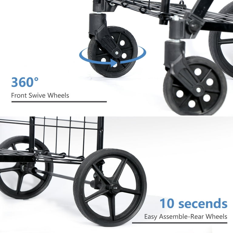 ZENSTYLE Heavy Duty Foldable Shopping Cart with Swivel