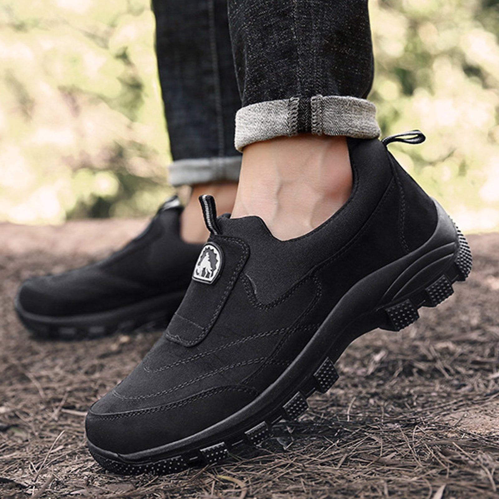 YLYL Men's Orthopedic Sneakers Non-Slip Lightweight Casual Slip-On Outdoor Hiking Walking Shoes