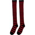 thumbnail image 3 of 1 Pairs Women Striped Thigh High Socks Over Knee Socks Knee High Stockings Leg Warmers Christmas Halloween Socks, 3 of 4