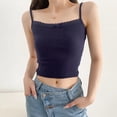 thumbnail image 2 of Jewelreauty Spaghetti Strap Tank Top Women Cotton Sleeveless Slim Fit Crop Tops Casual Basic Cami Shirts (S, Navy), 2 of 9