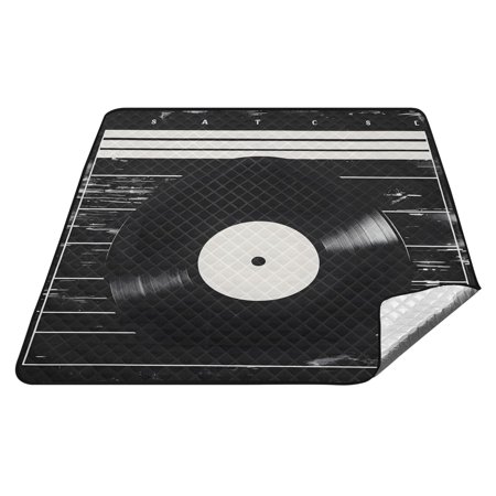 Vinyl Record Picnic Blanket Sandproof Foldable Beach Blanket Waterproof Large Camping Mat for Grass Travel Hiking Park 78"x78"