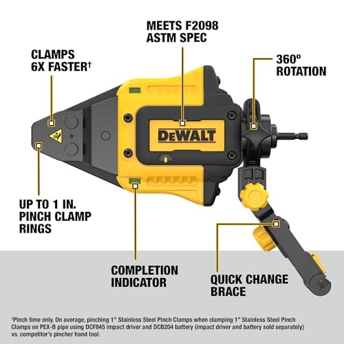 DEWALT IMPACT CONNECT PEX Pinch Clamp Attachment for Impact Driver, Plumbing Tool (DWAPXPIR)