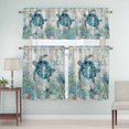 thumbnail image 5 of Sea Turtle Coastal Curtain Valances Set Blue Teal Beach Ocean Nautical Coral Kitchen Curtains 36&nbsp;inch Length Rod Pocket Valance and Tiers 3 Piece Set Small Bedroom Bathroom Laundry Decor, 5 of 9