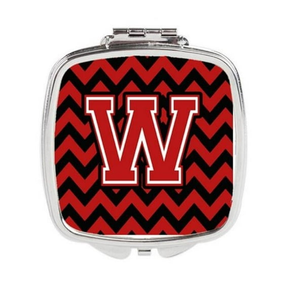 Carolines Treasures Letter W Chevron Black & Red Compact Mirror