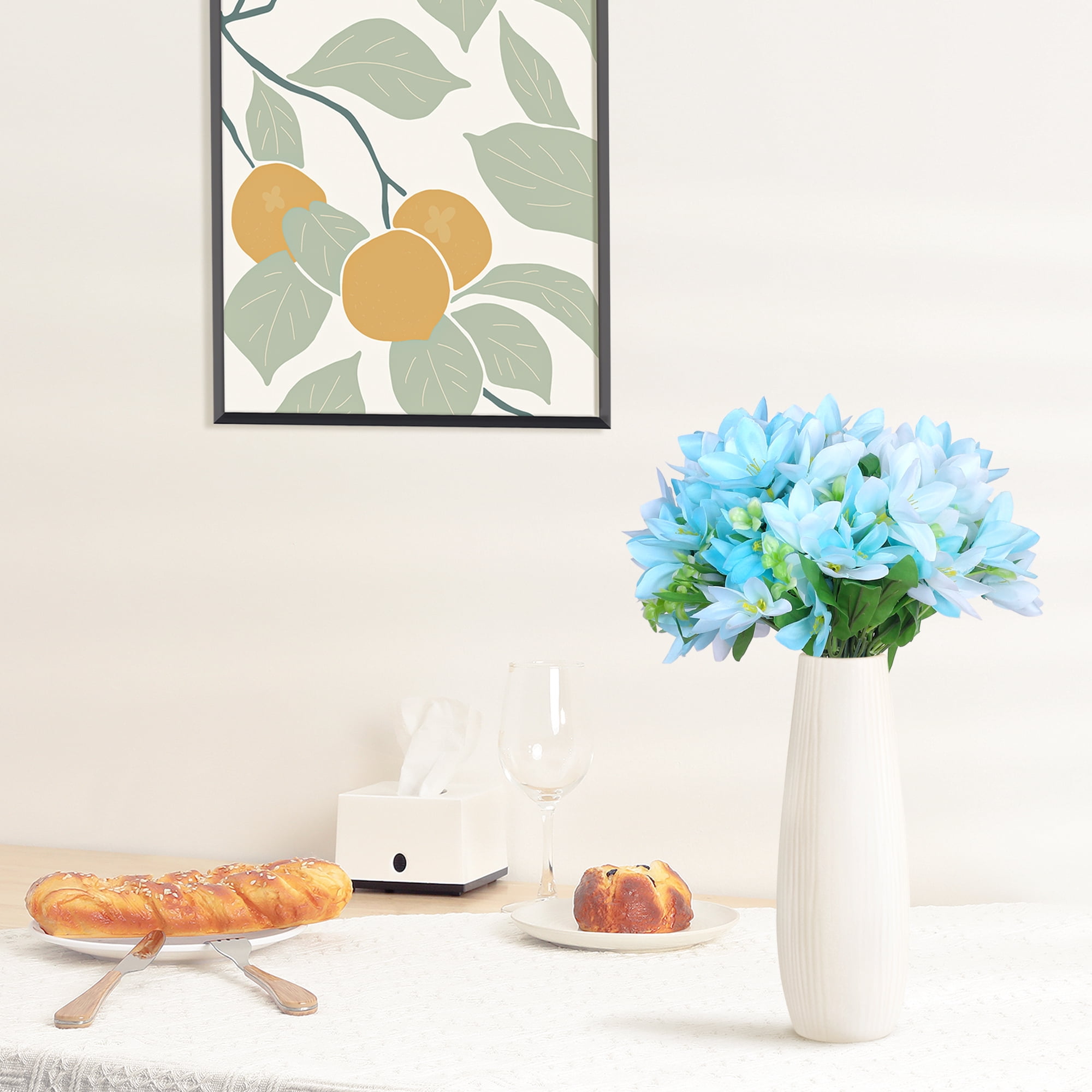 Unique Bargains 6 Pcs Artificial Lilies Flowers Real Touch Fake Floral for Home Blue