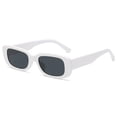 thumbnail image 1 of White Frame with Gray Glitter-Long Keeper Rectangular Sunglasses UV385 Protection Retro Driving Glasses for Women, 1 of 5
