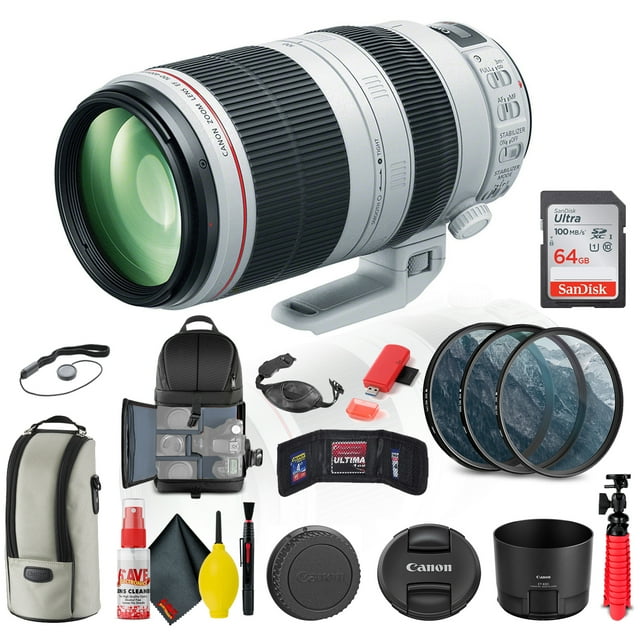 Canon EF 100-400mm F/4.5-5.6L IS II USM Lens (9524B002) + Filter Kit + More(International Model)