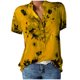 thumbnail image 2 of ICHUANYI Clearance Women Summer Fashion Short Sleeve V-Neck Printing Pocket Blouse T-shirt Tops(Yellow, XL) ICHUANYI WER2023080801669, 2 of 7