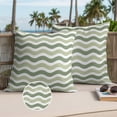 thumbnail image 3 of Sage Green Outdoor Pillow Covers 24x24 Set of 2,Waterproof Patio Throw Pillowcase Protectors,Abstract Geometric Ocean Wave Stripe Square Decorative Pillow Shams Cushion Covers for Seat Bed Couch Sofa, 3 of 8
