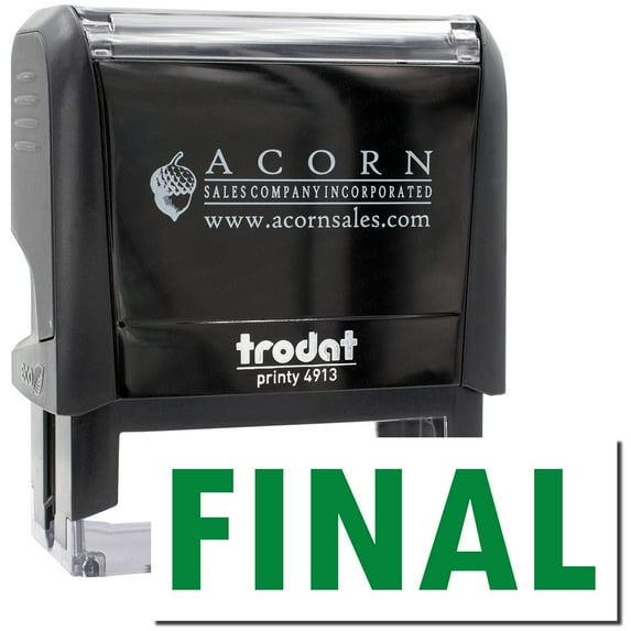 Large Self-Inking Final Stamp, Trodat Printy 4913, Press and Print Stamping, Impression Size 7/8" x 2-1/4", Up to 10,000 Impressions - Green Ink