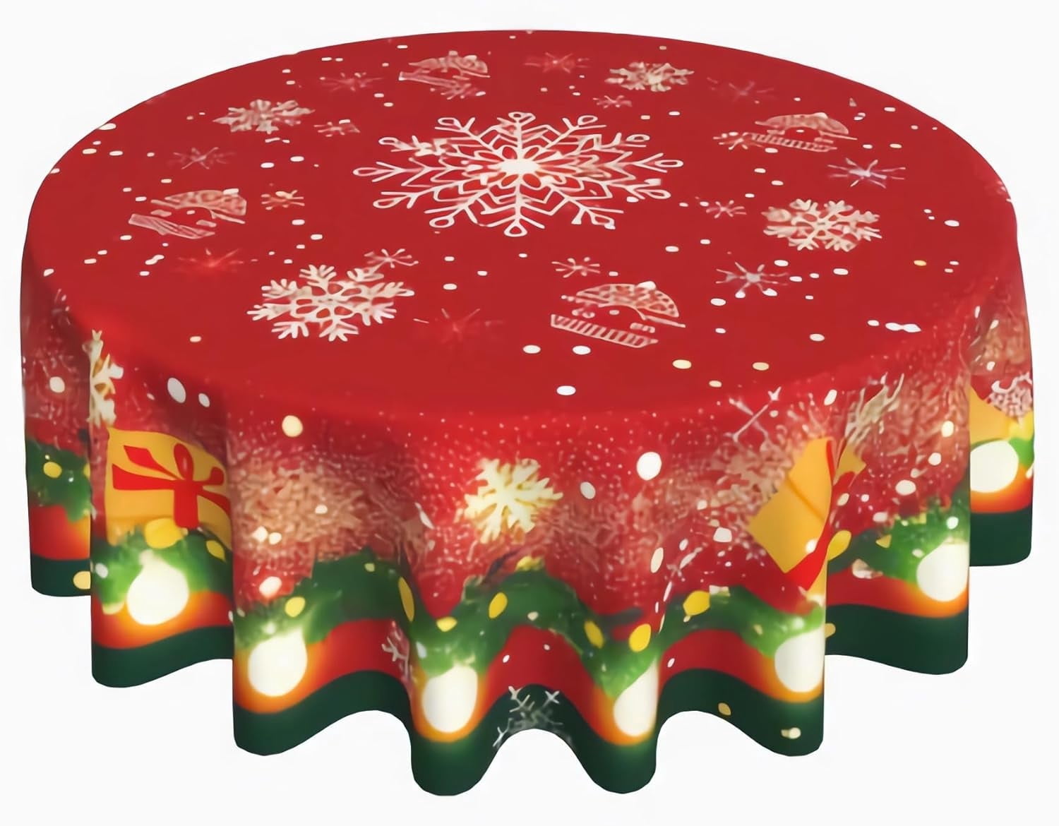 Christmas Snowflake Round Tablecloth 60 Inch, Christmas Decorations Round Table Cloth for Xmas Holiday Picnic Party Indoor Outdoor