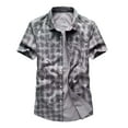 thumbnail image 2 of WREESH Men's Button Down Shirts Short Sleeve Graphic Print Shirts with Turn-Down Collar and Carry Pockets for Men's Summer Tops Gray, 2 of 4