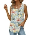 thumbnail image 2 of Gibobby Camiseta sin mangas con cuello cuadrado para mujer, informal, sin mangas, con dobladillo curvo plisado(Azul claro,G), 2 of 5