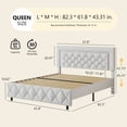 thumbnail image 6 of 4 EVER WINNER Queen Bed Frame, Upholstered Platform Bed Frame with Headboard and Footboard, Diamond Headboard and Footboard Design, White, 6 of 7