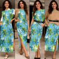 thumbnail image 5 of KUIFORTI Hawaii Matching Couple Outfits Green Palm Tree His and Hers Summer Outfits Lightweight Loose Swing Sundresses with Soft Fabric Round Neck Fit for Outdoor Picnic, 5 of 7