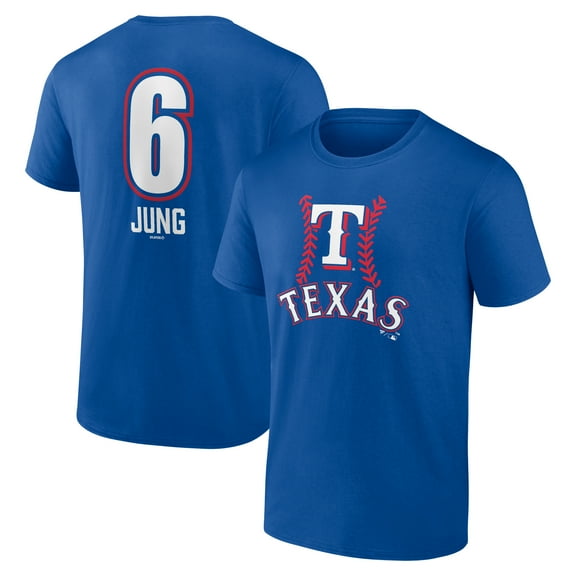 Men's Josh Jung Royal Texas Rangers Fastball Player Name & Number T-Shirt
