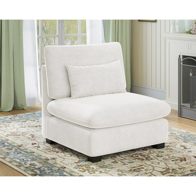 CHIC HOUSE Siège de Canapé Modulaire en Velours Côtelé, Module de Sofa Convertible Simple, Unité Sectionnelle Surdimensionnée en Tissu Chenille pour Salon