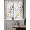 thumbnail image 4 of White Gold Modern Curtains 45 Inch Length, Sheer Curtains for Bedroom Living Room Window Abstract Vintage Marble Geometric Rod Pocket Voile Drapes Kitchen Curtains Small Half Window 42"x45" 2 Panels, 4 of 6