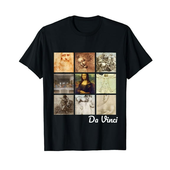Leonardo da Vinci Art - Mona Lisa, Vitruvian Man, Portrait T-Shirt