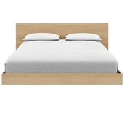 Nexera Satori Low Platform Full Size Bed with Headboard, Natural Blonde Oak