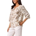 thumbnail image 4 of BLUSA BOHEMIA FLORAL PARA MUJER INSPIRE CHIC CON ESCOTE EN V Y MANGA 3/4 TALLA S COLOR MARRÓN, 4 of 6