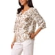 thumbnail image 4 of BLUSA BOHEMIA FLORAL PARA MUJER INSPIRE CHIC CON ESCOTE EN V Y MANGA 3/4 TALLA S COLOR MARRÓN, 4 of 6