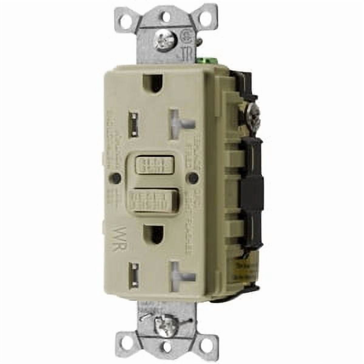 Hubbell Autoguard Tamper-Resistant And Weather Resistant Gfci Receptacle, Ivory, Nema 5-20R, 125 Volts, 20 Amps