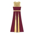 thumbnail image 4 of Alvivi Women Metallic Gold Sleeveless Praise Dance Dress Full Length Liturgical Worship Costume Burgundy M, 4 of 7