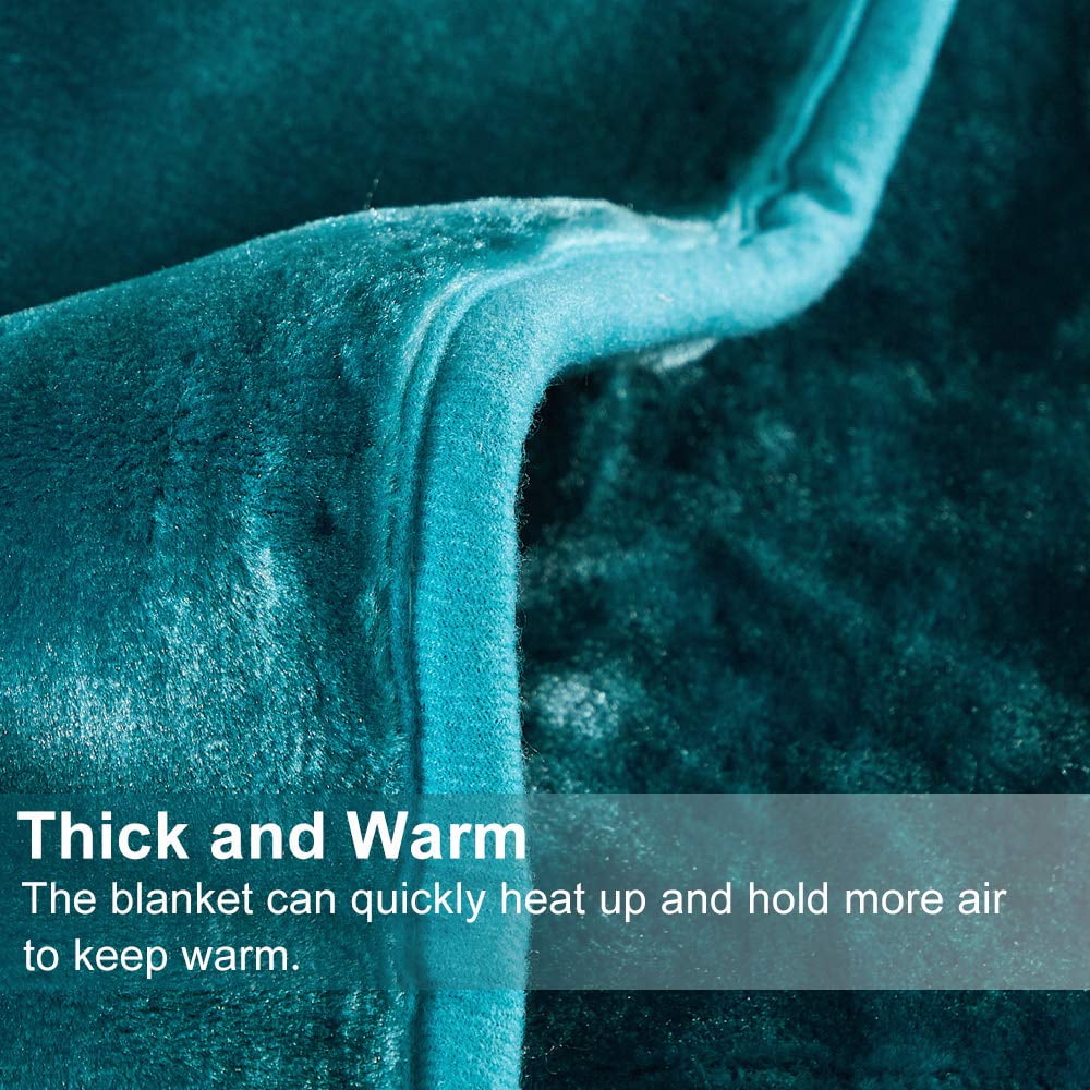 Heavy Thick Fleece Blanket King Size, 9lbs,1 Ply Silky Soft Warm Flower Embossed Raschel Winter Blanket, Minky Soft Plush Blanket for Sofa Bed, 85"x95", Teal