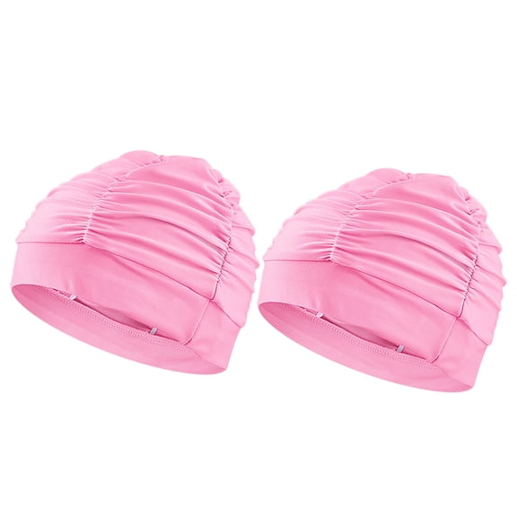 2Piece Bathing Cap for Adults, Pleated Swim Hat with Ear Cover Profile for Daily Swimming, Pool Training and Water Play