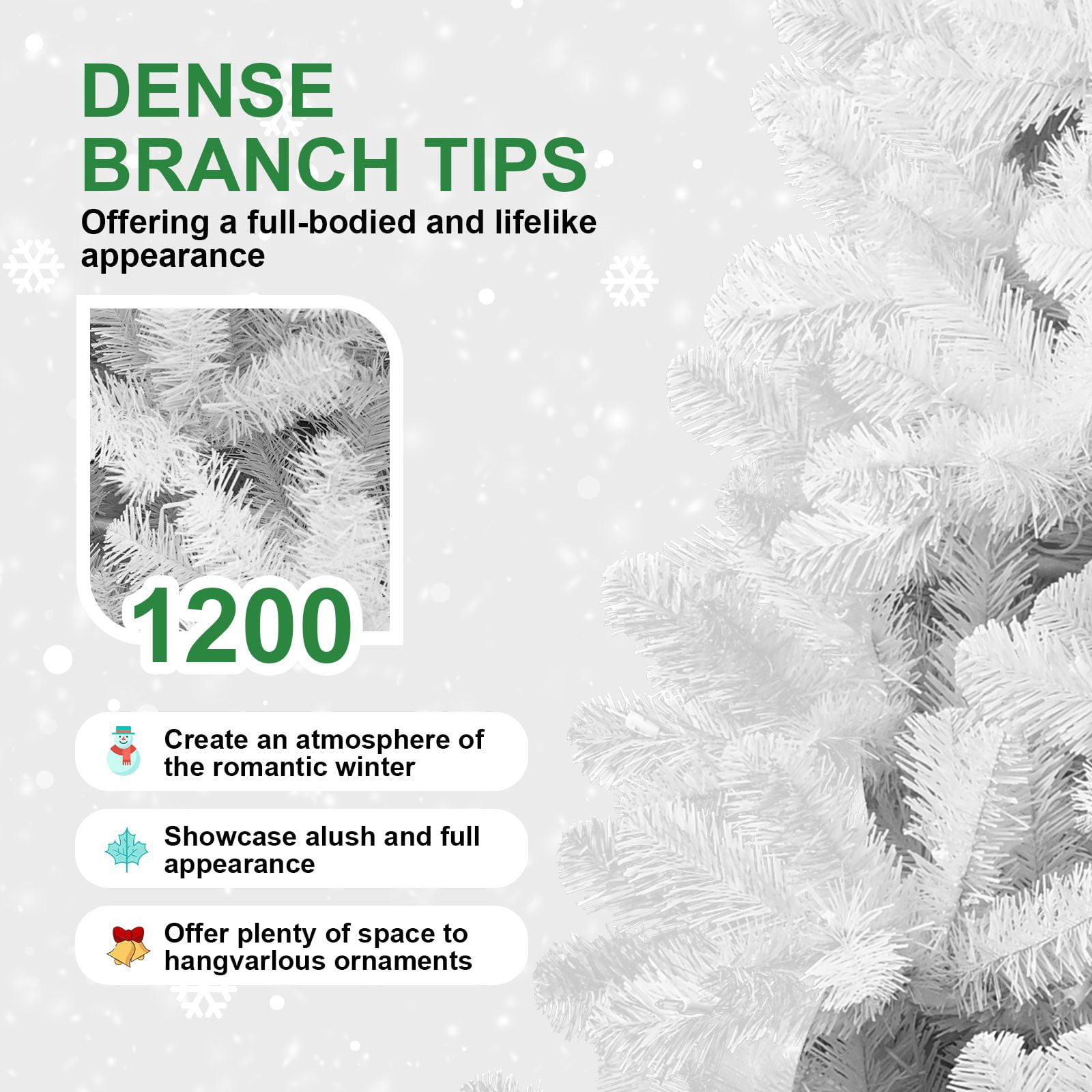 7FT Unlit White Halloween Christmas Tree with 1064 Branch Tips for Holiday Decoration