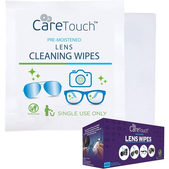 Lens Wipes for Eyeglasses- 400 Count Individually Wrapped Pre- Moistened Wipes, 5 x 6 Inch- Camera Lens, Sunglasses and Glasses Cleaner,- Gentle and Portable for Cleaning of Optical Devices