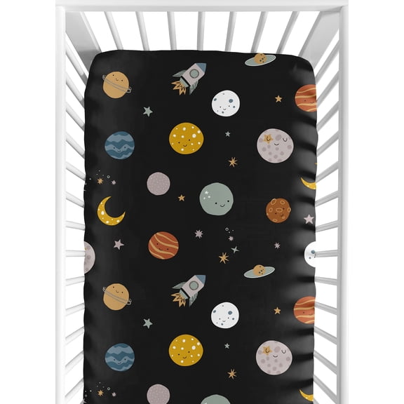 Sweet Jojo Designs Black Space Galaxy Boy Fitted Crib Sheet