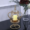thumbnail image 6 of Efavormart 13" Gold Metal Crown Spiral Pillar Candle Holder Stand, Jeweled Votive Candle Centerpiece, 6 of 10