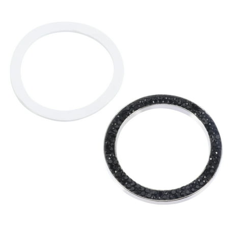 2 Pcs Car Decor Start Button Ring Engine Auto Diamante Black