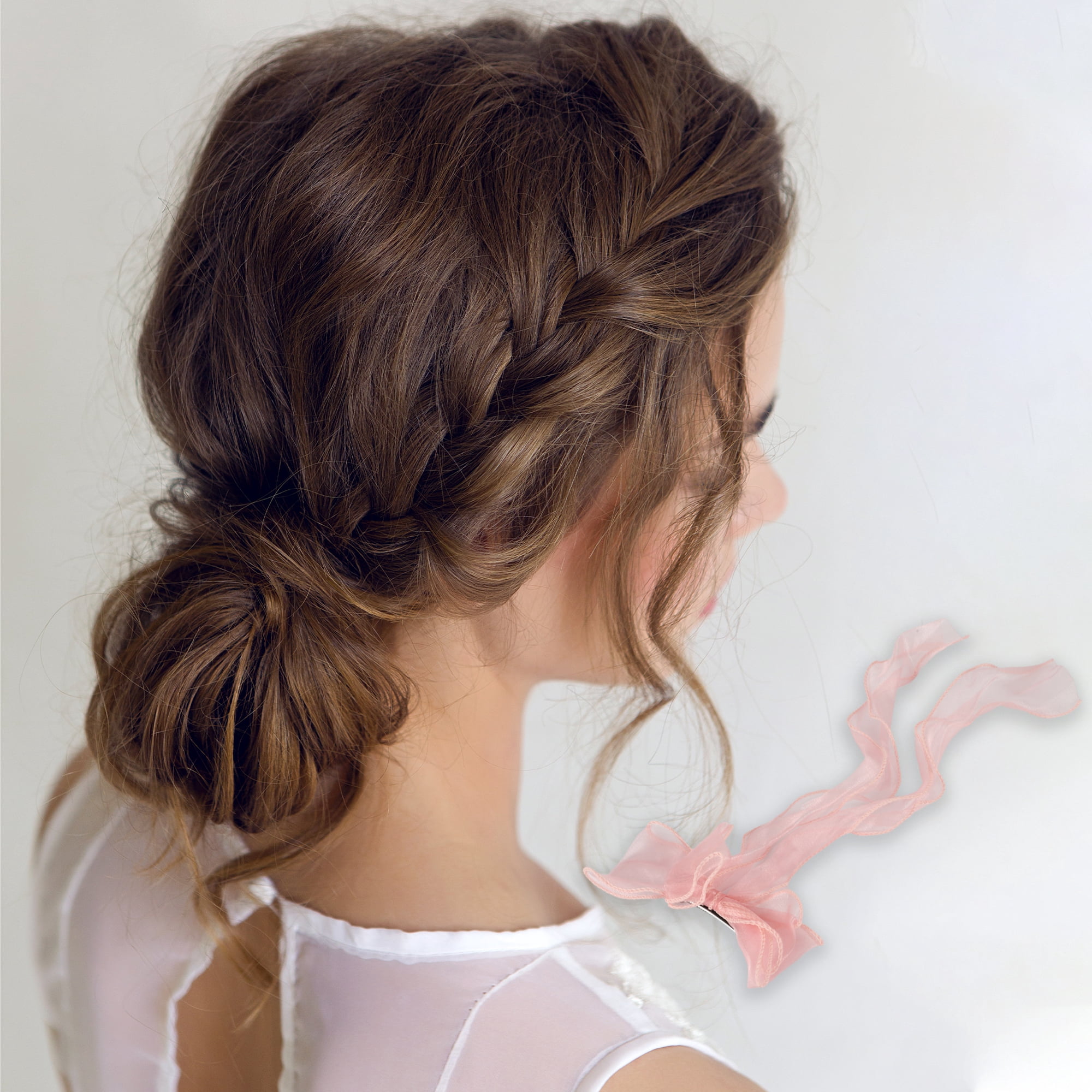 Unique Bargains Fashion Ribbon Bow Hair Clips Hairdo Clip 14.17"x5.91" Light Pink