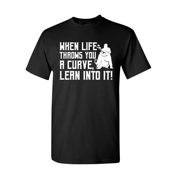 Tee Hunt When Life Throws You a Turn T-Shirt Motorcycle MC Biker Chopper Mens Shirt