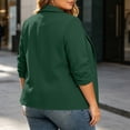 thumbnail image 7 of Plus Size Pleated Blazer For Women, Ruffled 3/4 Sleeve Lapel Jacket, Button Down Casual Office Suit, Elegant Business Work Wear, Feminine Cut Green 5XL, 7 of 7