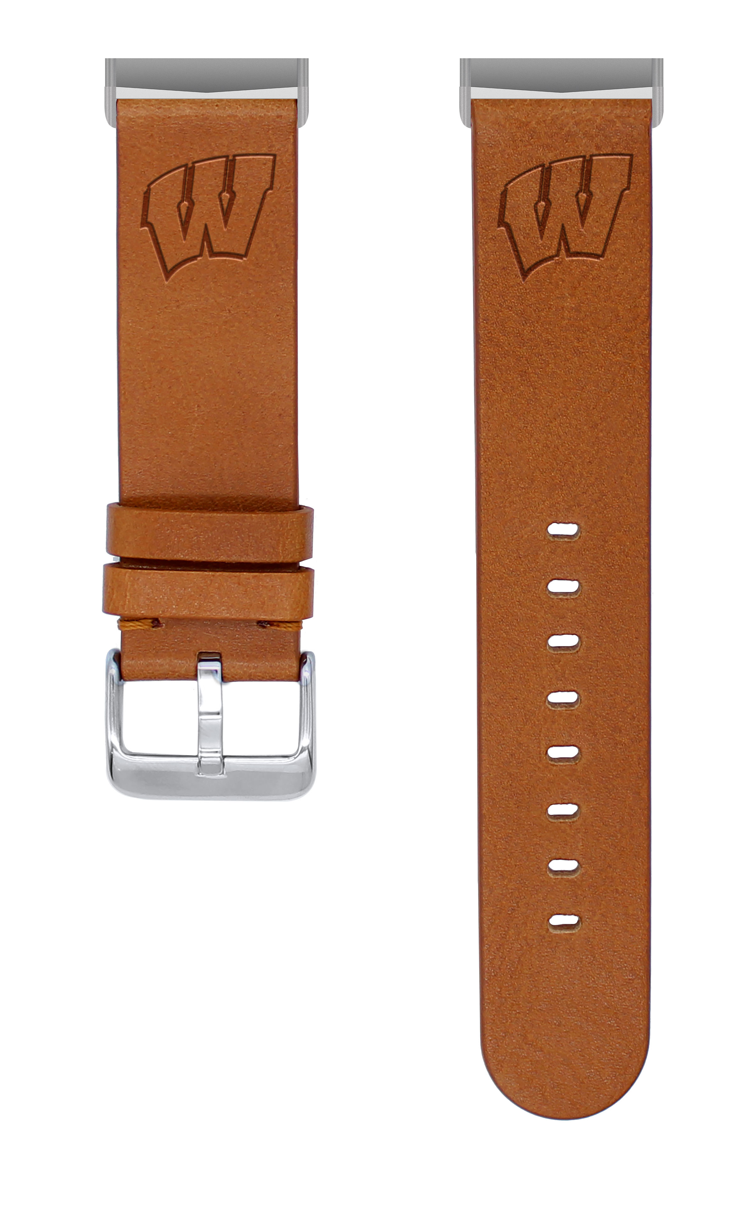 Badgers Premium Leather Unisex Watch Band for FitBit Versa 3 and Sense (Long Tan) by Affinity Bands