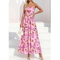thumbnail image 3 of PRETTYGARDEN Women Strapless Maxi Dress Summer Floral Tube Top Ruched Beach Spring Wedding Guest Long Dresses, 3 of 10