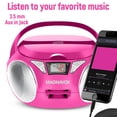 thumbnail image 5 of Magnavox MD6924 Boombox portátil con CD de carga superior y radio estéreo AM/FM en negro | Compatible con CD-R/CD-RW | Pantalla LED | Puerto auxiliar compatible | Reproductor de CD programable | (Rosa, 5 of 5