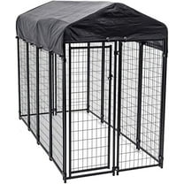 Lucky Dog 60548 8ft x 4ft x 6ft Uptown Welded Wire Outdoor Dog Kennel Playpen Crate with Heavy Duty UV-Resistant Waterproof Cover, Black