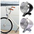 thumbnail image 1 of Luz delantera para bicicleta - Estilo retro - 3 luces LED - Funciona con pilas - 2 modos - Incluye soporte, 1 of 5