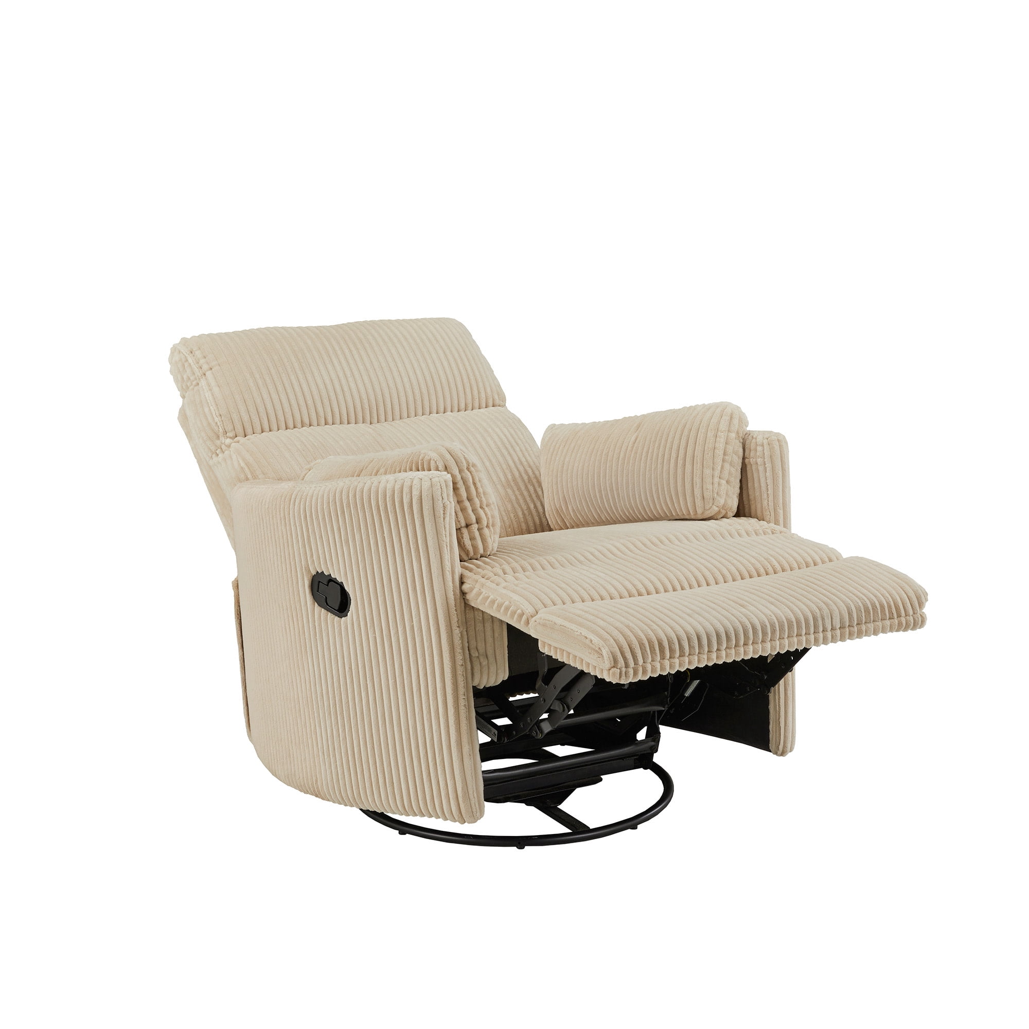 Weston Home Sloan Plush Corduroy Fabric Manual Swivel Glider Recliner, Beige